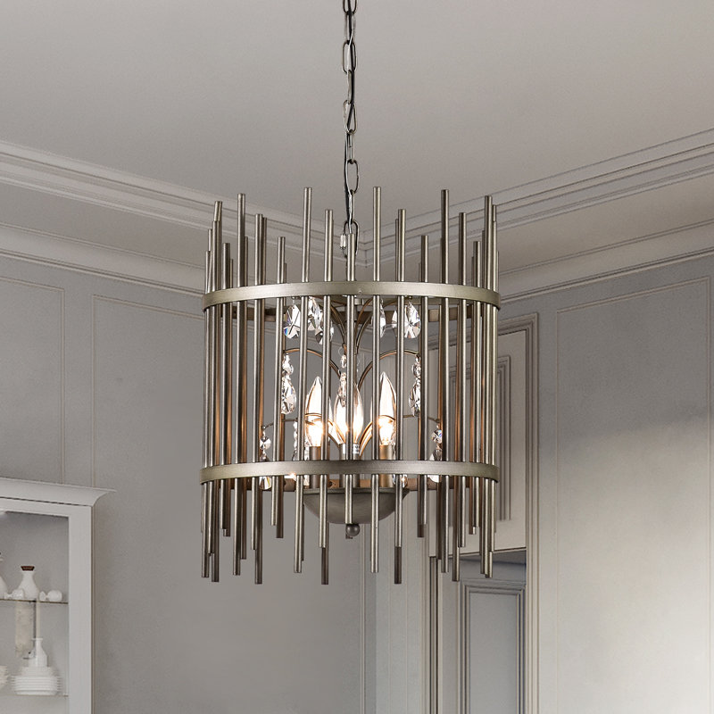 Lustre cylindrique à 3 lumières avec accents de cristal Connor