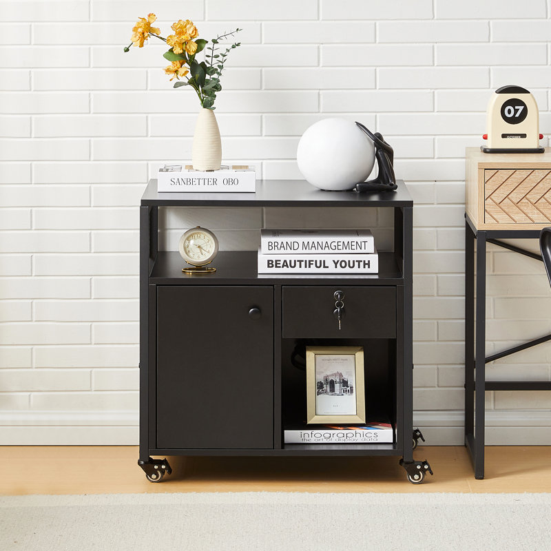 60cm Wide 1 -Drawer Mobile File Cabinet, Black