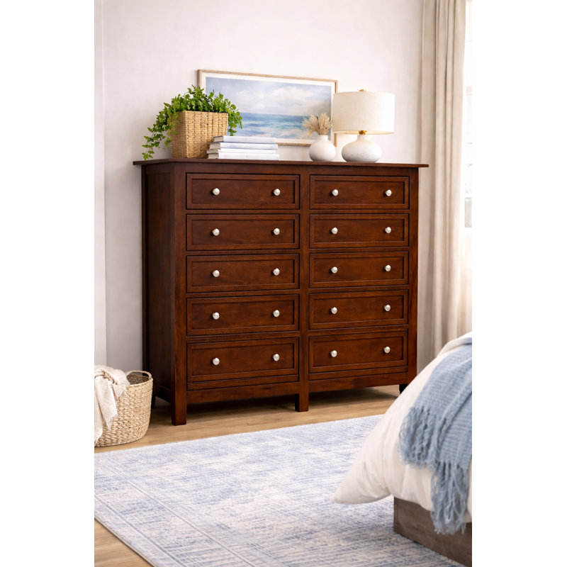 Commode 10 tiroirs Bulters Mule, Marron foncé