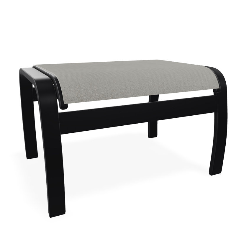 Repose-pieds d'extérieur avec coussin Askar, Noir texturé, Huître Augustine