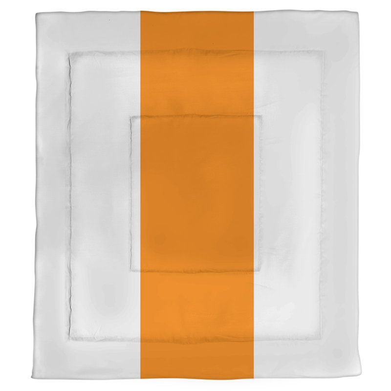Édredon réversible en microfibre College Stripes Tennessee, Blanc / milieu orange, Édredon simple