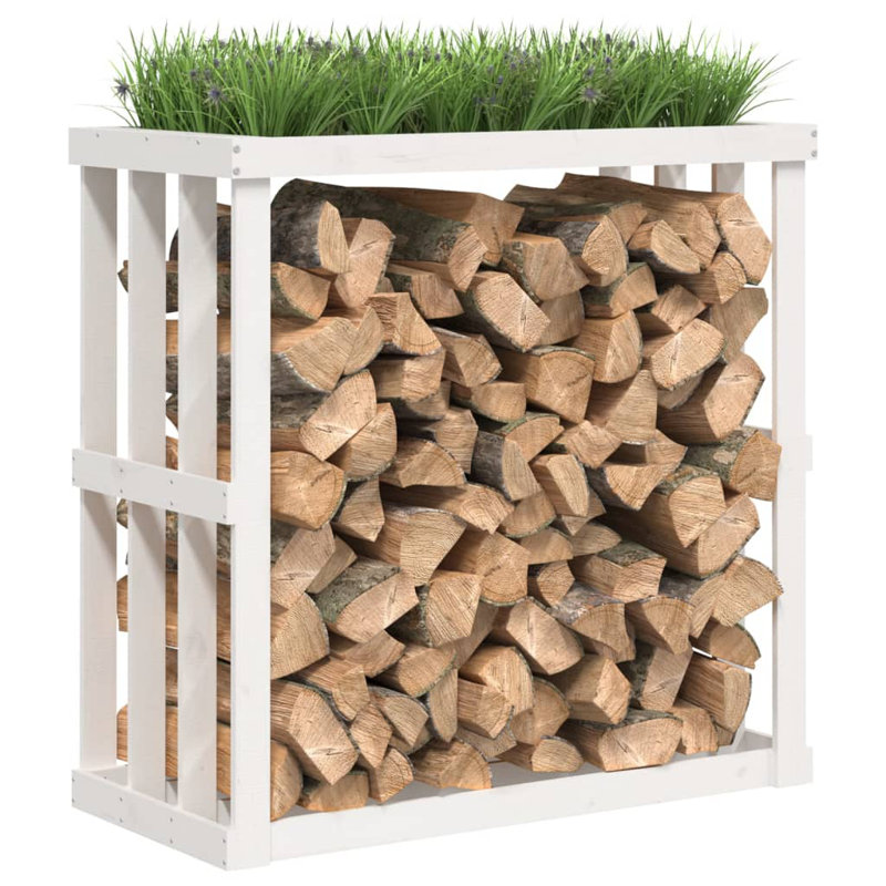 Kamraan 108cm W Wood Log Rack, White