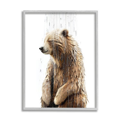 Stupell Industries Bear Shower Splash Framed Giclee Art Design By Annalisa Latella -  az-243_gff_16x20