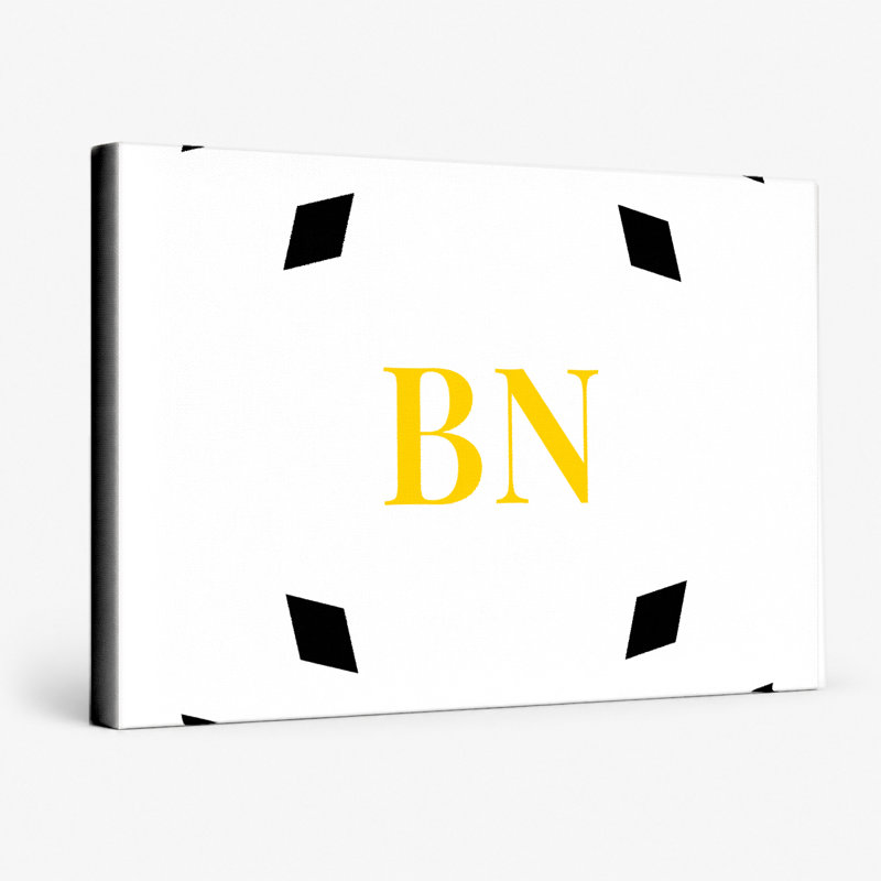 «Brunei World Flag Luxury Diamond Monogram» - noir blanc jaune - art mural sur toile, H 24 po x l 36 po
