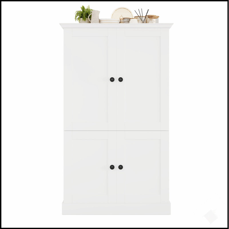 Armoire de cuisine autoportante avec 4 portes, 3 tiroirs, 6 tablettes et 6 supports à vin pour un rangement et une organisation efficaces