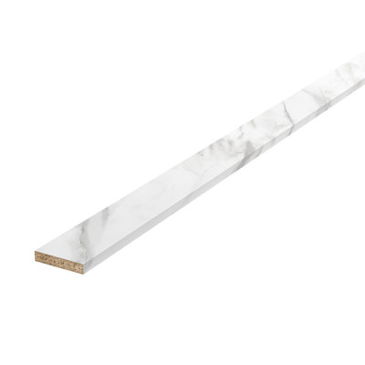 96 in. x 4 in. White Marble Laminate Backsplash