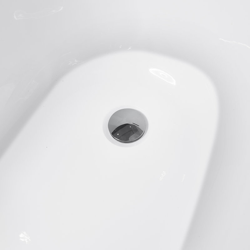 67" White Acrylic Freestanding Soaking Bathtub