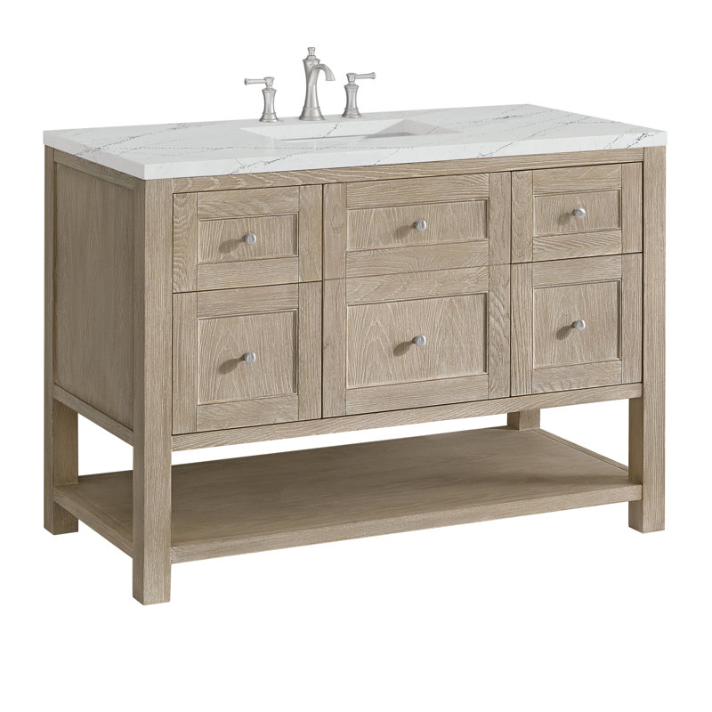 Breckenridge 48'' W Single Vanity, Ethereal Noctis, 8" Widespread, Whitewashed Oak