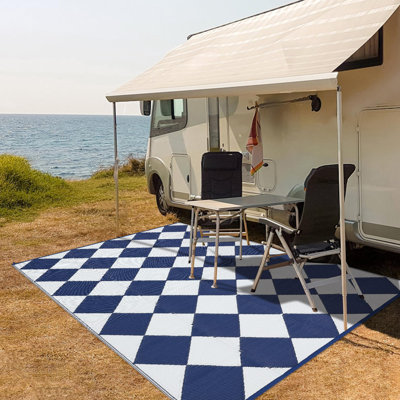 Tapis d'extérieur imperméable 9 x 18 Tapis de paille en plastique réversible Tapis de camping Tapis géométrique moderne pliable portable pour camping-car Balcon Balcon Pique-nique Plage