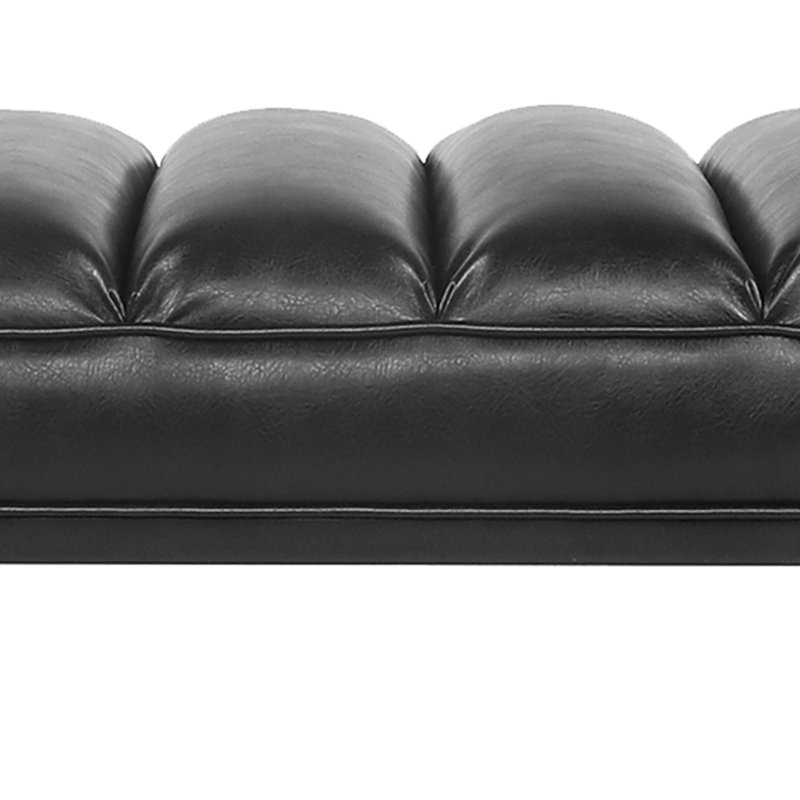 Banc rembourré en similicuir Jasier, Noir