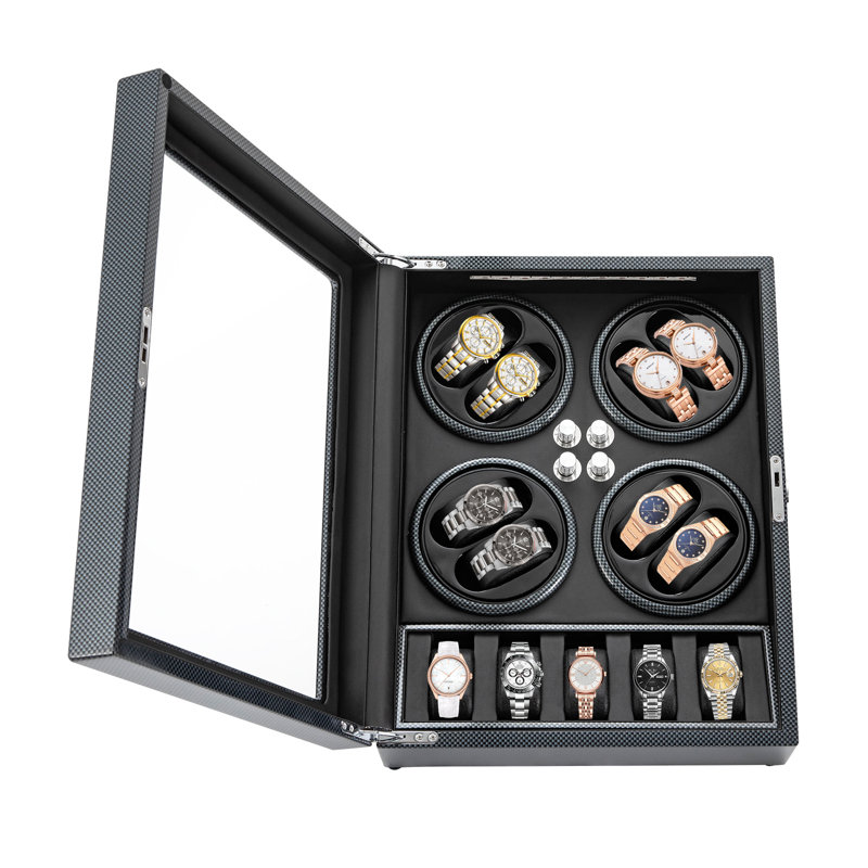 12.6" Watch Display Box Automatic Rotation 8+5 Watch Winder Box With Lock Gift
