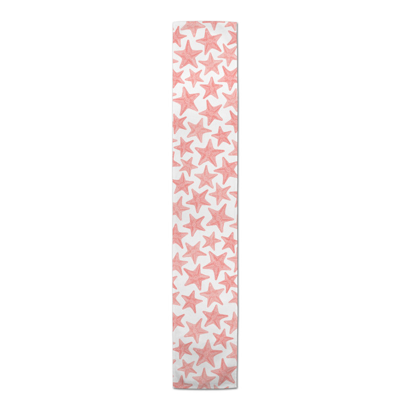 Cloutier Sketched Starfish Table Runner, Coral, 72" L x 16" W