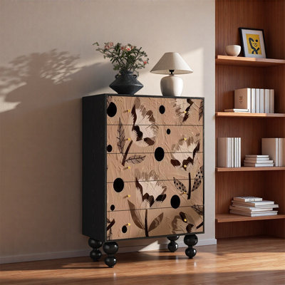 Armoire de rangement à cinq tiroirs en bois de pin
