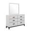 Commode à finition blanche Mirage avec glissière centrale Kenlin et quincaillerie noire durable, parfaite pour les chambres à coucher modernes.-1494859199