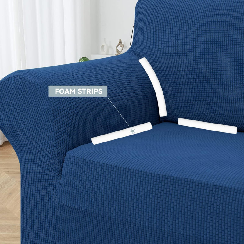 Housse pour canapé à coussins en T, Polyester bleu royal, H 40 po x l 110 po x P 40 po