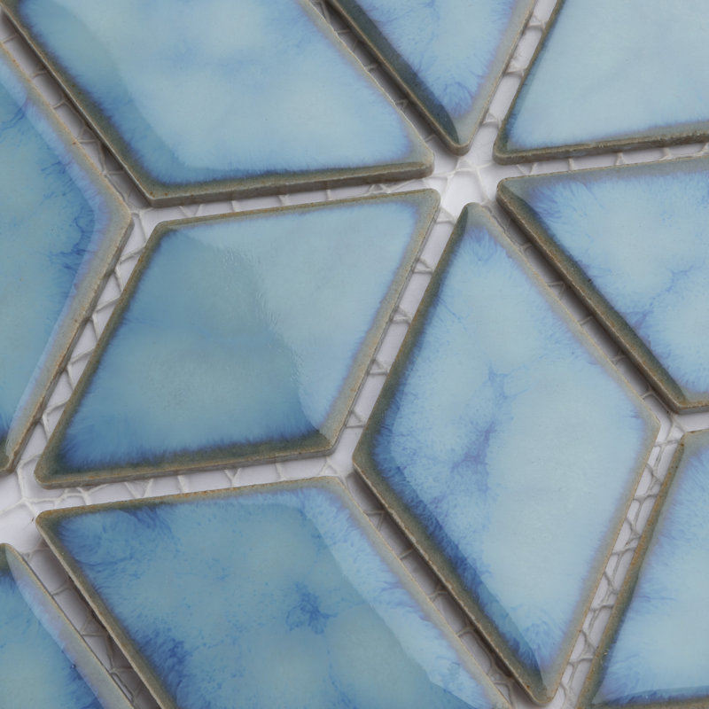 Hudson Rhombus 10-1/4 " x 11-3/4 " Porcelain Mosaic Floor and Wall Tile, Marine