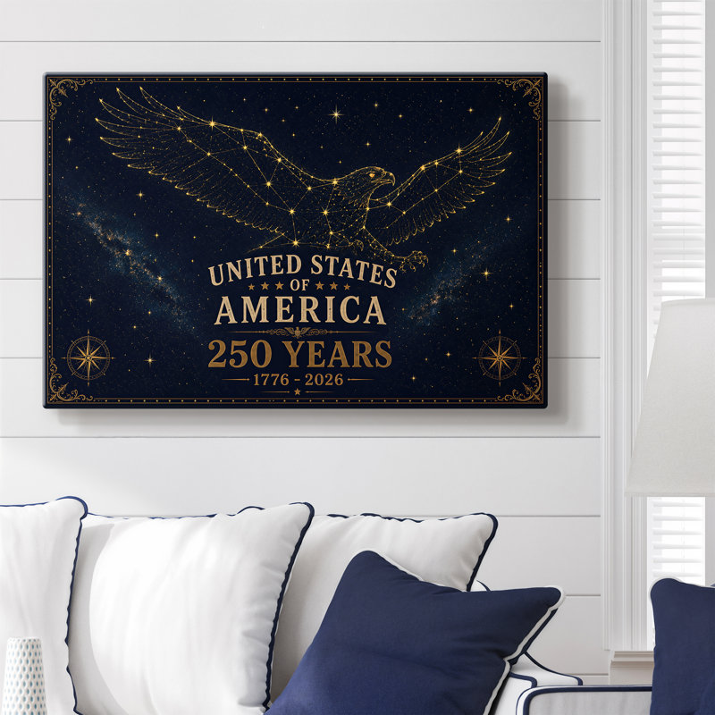 Aigle parmi les constellations - Toile tendue avec châssis - prête à être accrochée, 12X18