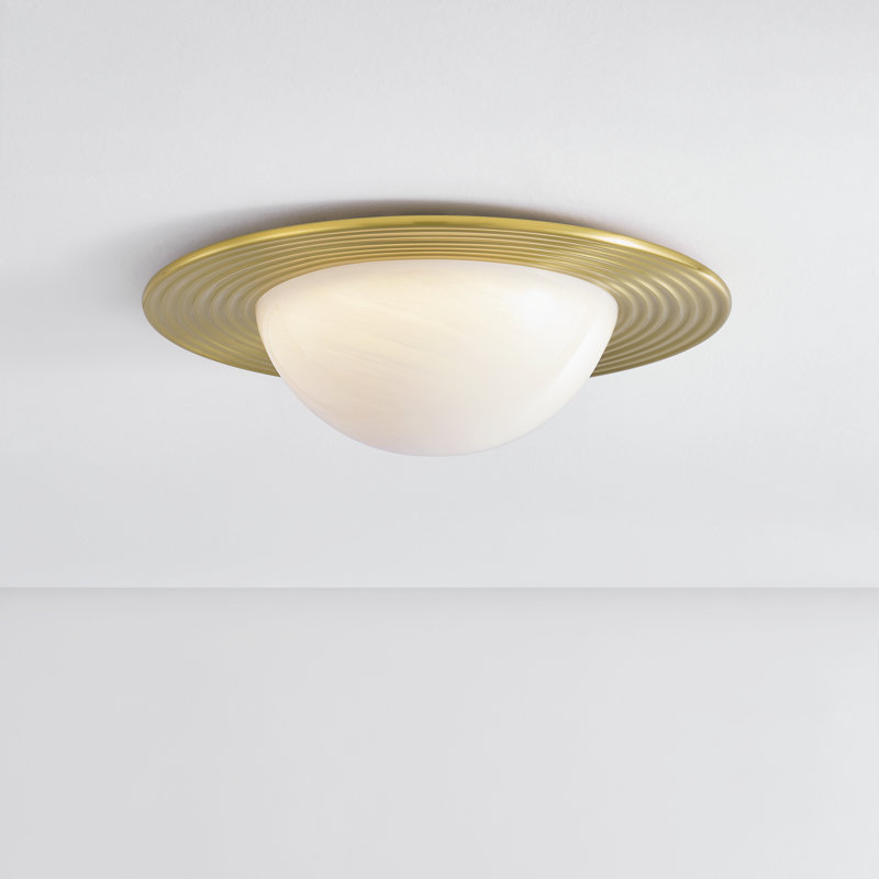 Geraldton 1 Light Flush Mount, Antique Brass, 6" H x 21" W x 21" D