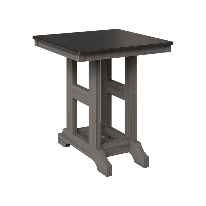Table de bar carrée 28 po Berlin Gardens Garden Classic, Gris côtier, H 39,5 po x l 28 po x P 28 po, Noir martelé