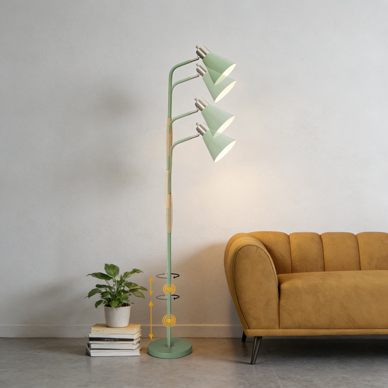 Lampe sur pied réglable pour la lecture avec abat-jour rotatif à 360 °, 3 ampoules à DEL CCT incluses, hauteur réglable pour le salon, la chambre à coucher ou le bureau