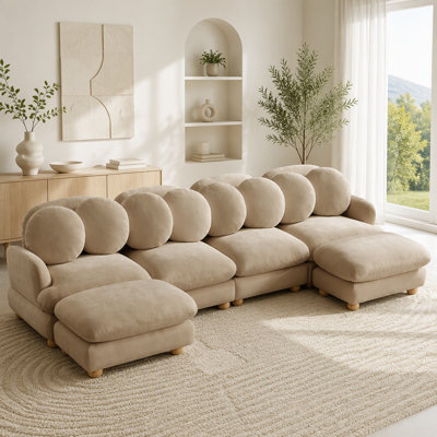 Canapé modulaire modulaire avec revêtement en chenille et repose-pieds mobile