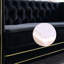 Living Velvet 84,65 pouces noir. Peau - revêtement. Ressorts ensachés et coussins de siège en mousse à haute densité pour plus de confort. Garniture dorée et capitonnage profond. Pieds en métal massif avec structure en bois massif.-1796253569