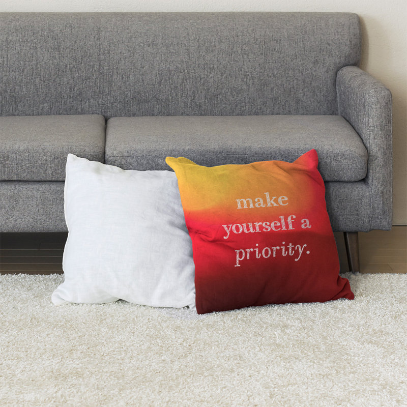 Coussin de sol « self », H 28 po x l 28 po, Coucher de soleil