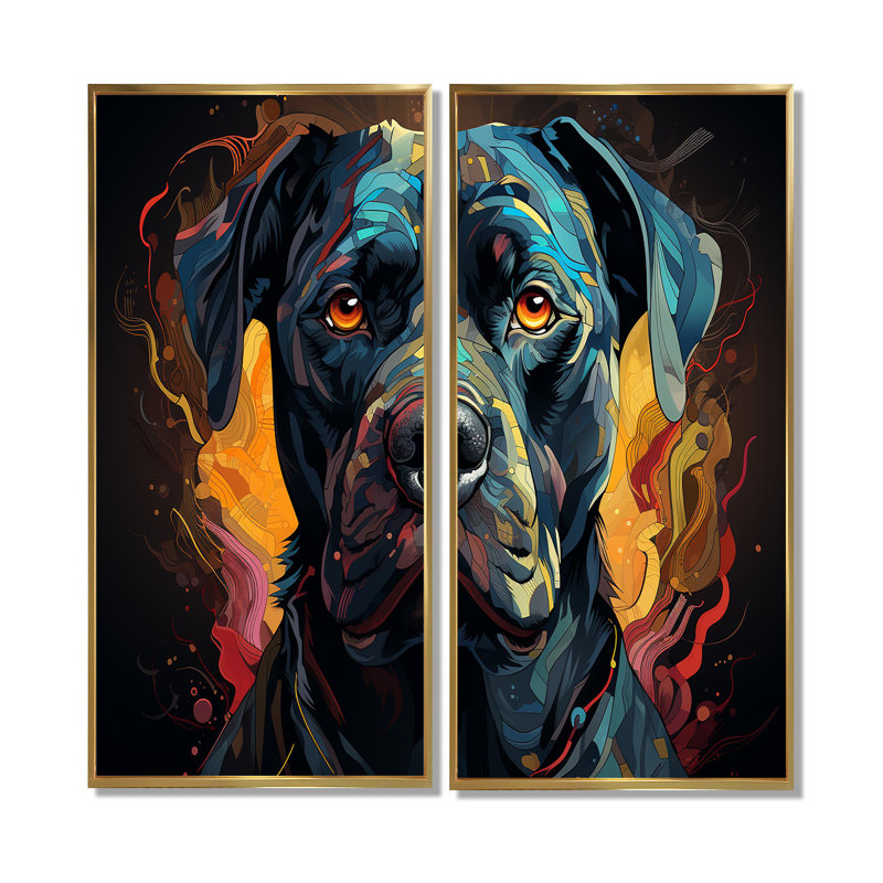 Cane Corso Confidence - animaux, art mural, 20" H x 24" W, Impression encadrée flottante, Gold