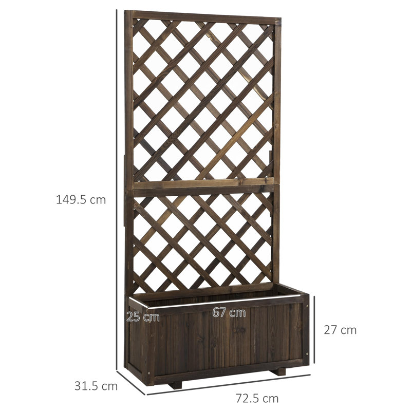 Wood Elevated Planter, Carbonised Finish