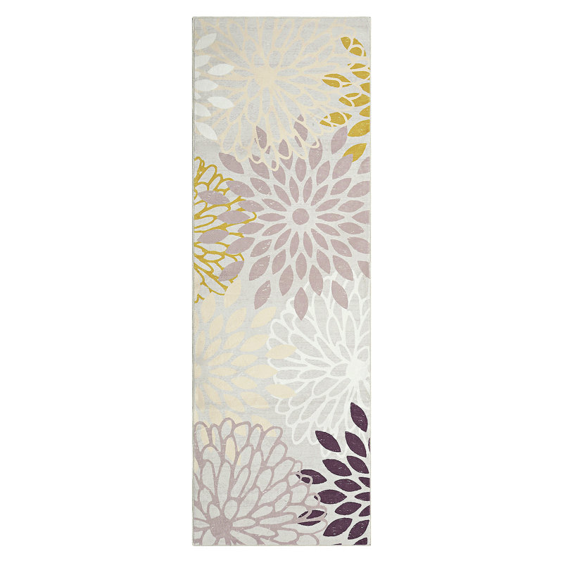 Nencho Washable Floral Indoor Rug, Runner 2' x 6'