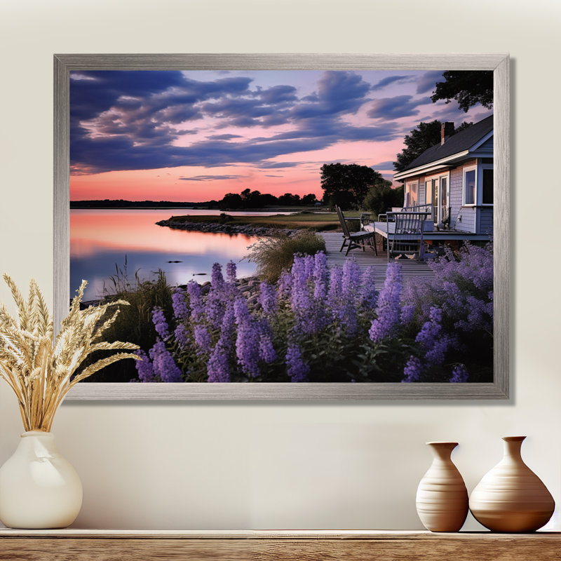 Vade mauve Lakehouse Serenade, Cadre simple argenté, H 34 po x l 44 po x P 1,5 po