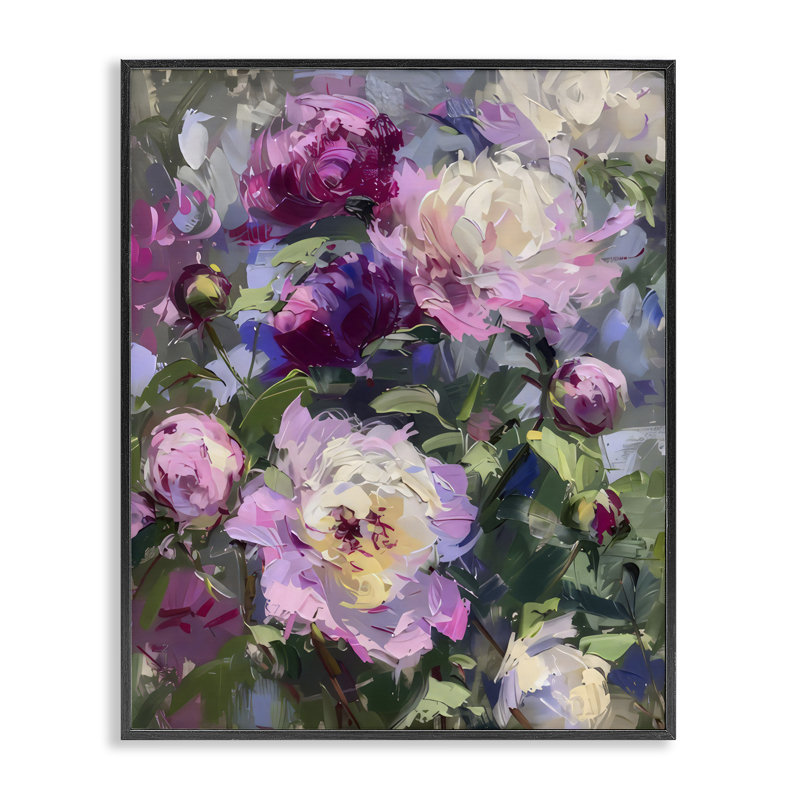 Abstrait abstrait pivoines mauves, estampe numérique, design par LSR Creative Studio, H 20 po x l 16 po