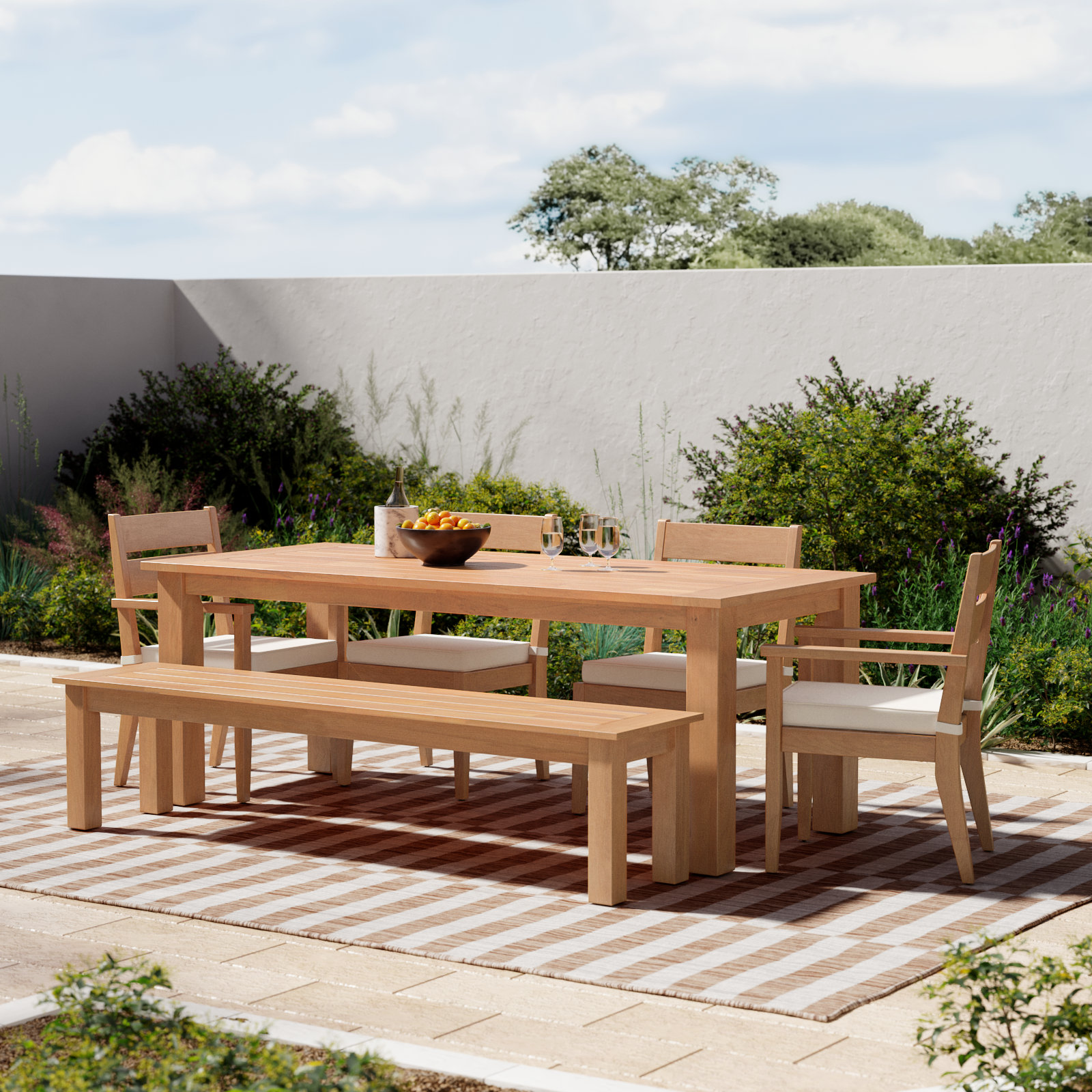Echols 80" Teak Patio Dining Set