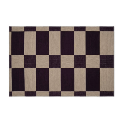 Tapis d'intérieur et d'extérieur à carreaux gris
