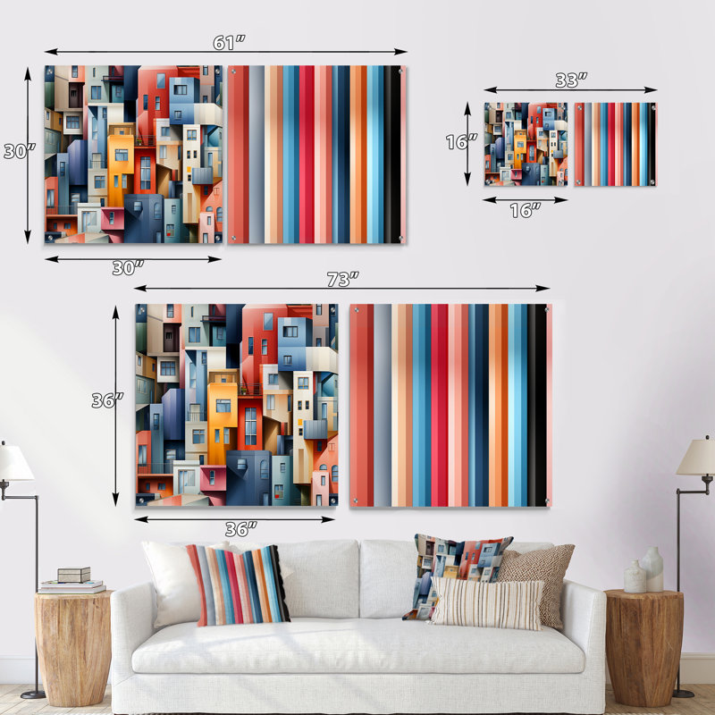 Covino - Ensemble de 2 peintures murales abstraites en acrylique, H 36 po x l 73 po
