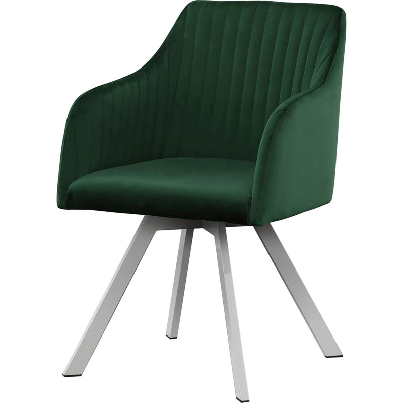 Chaise avec accoudoirs contemporaine en velours pour salle à manger, base pivotante et stable, style avec fonction