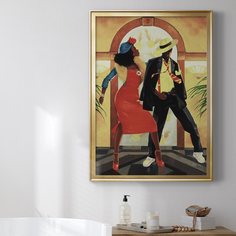 «Night Out I», toile encadrée de qualité supérieure - prête à être accrochée, Or, H 30,5 po x l 22,5 po x P 1 po
