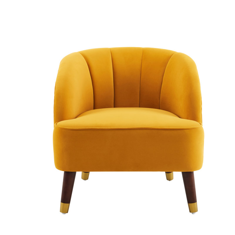 Chaise rembourrée avec velours et pieds en bois massif - Essentiel du salon. Orange, 28,13 po Profondeur, largeur de 28,53 po, hauteur, couverture de 24,33 lb
