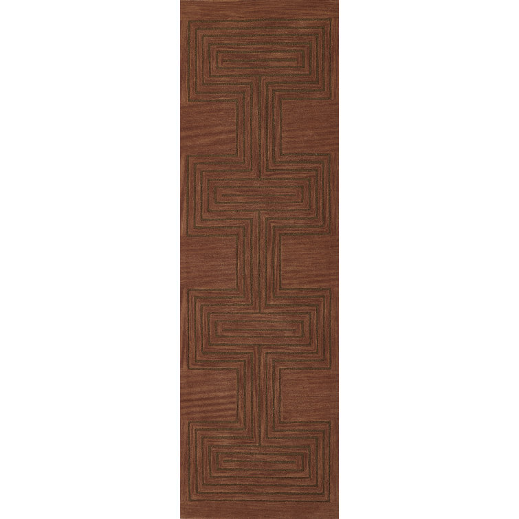 Orlie Hand Tufted Wool Geometric Area Rug in Brown