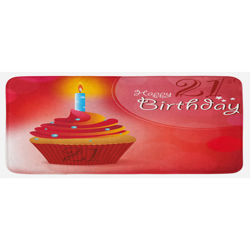 Petits gâteaux délicieuse avec tapis de cuisine rouge et orange abstract sun beams