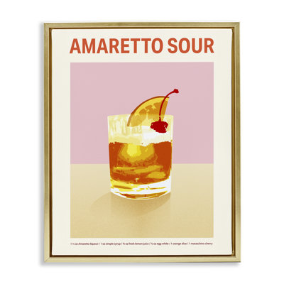 Amaretto Sour Classic Drink Floating Frame, design by Victoria Barnes