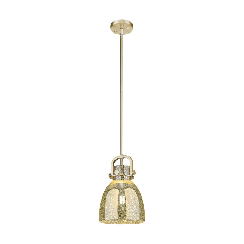 Wimbush 1 Light 18" Stem Hung Pendant, 9.63" H x 8" W x 8" D, Mercury, Champagne Bronze