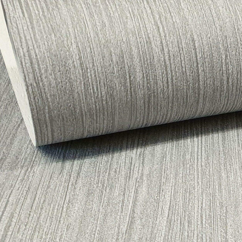 Mid Grey Plain Neutral Textured Designer Paper 10m x 53cm Matte Wallpaper Roll