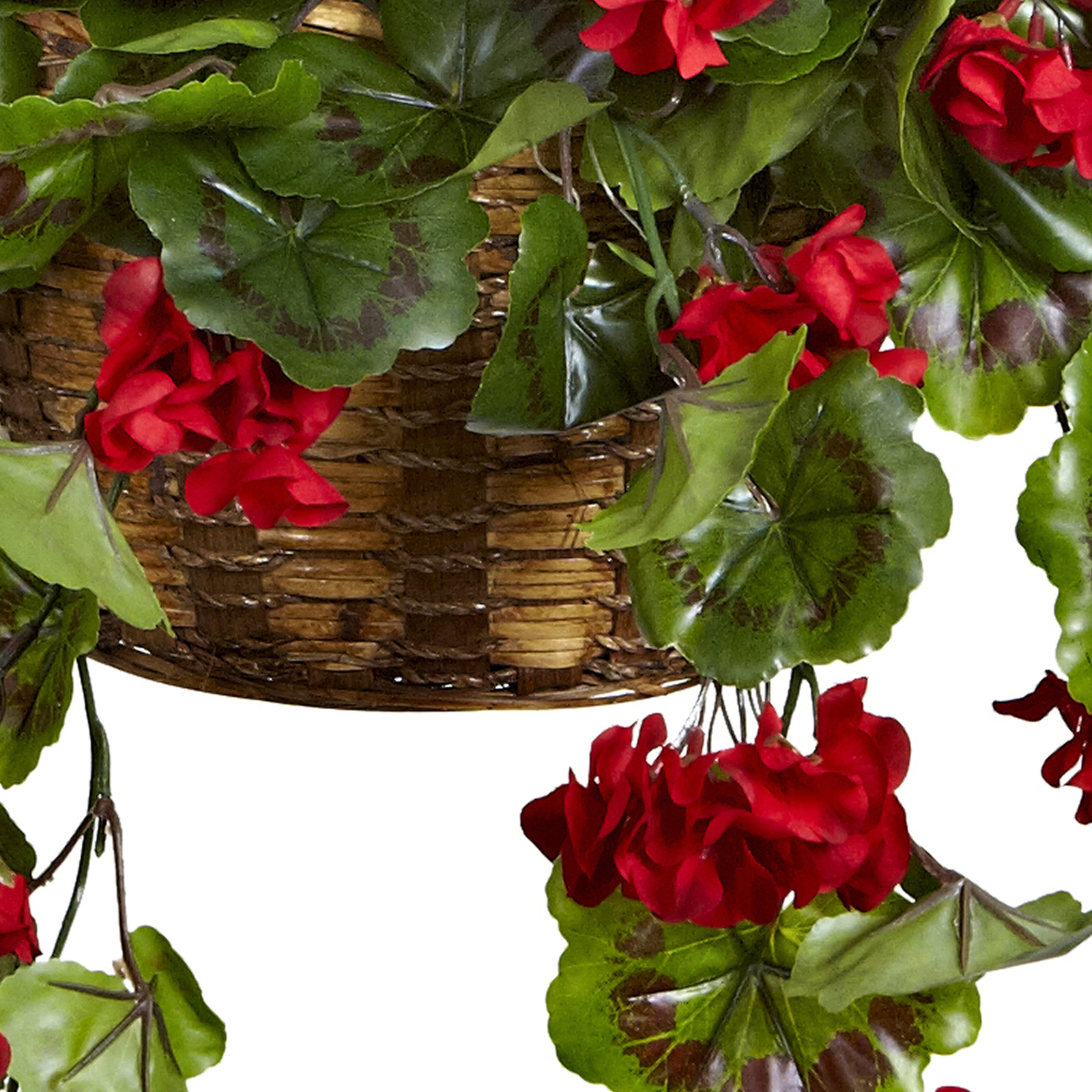 28" Geranium Hanging Basket, Red Green