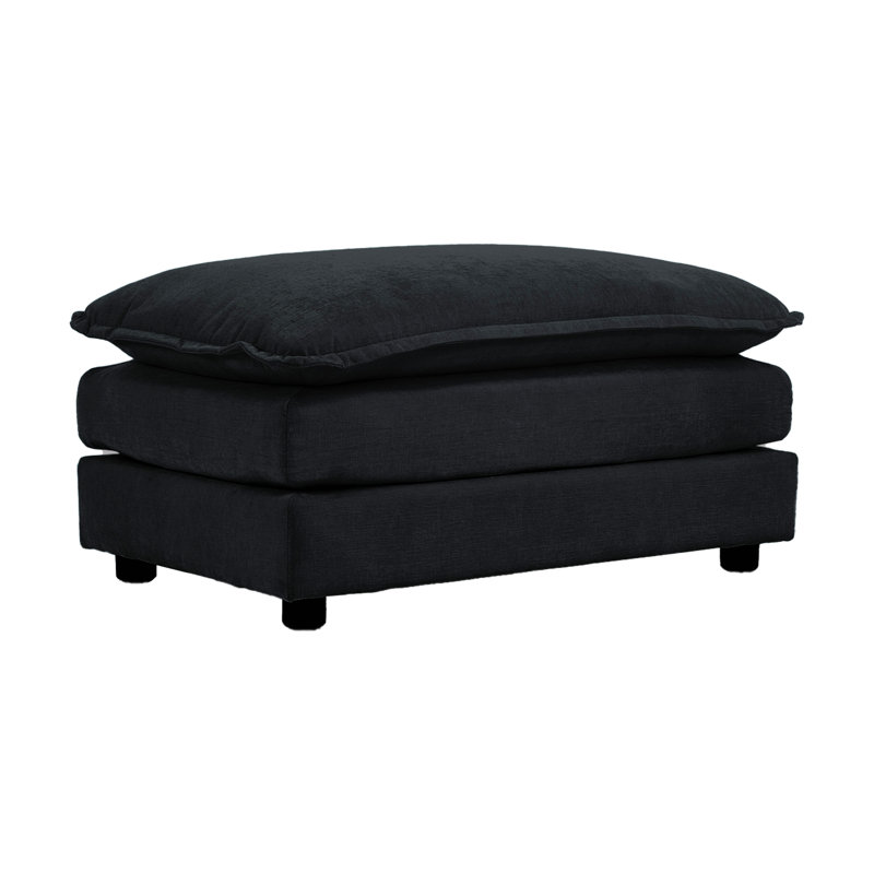 Chenille Fabric Ottomans Footrest To Combine With 2 Seater Sofa, 3 Seater Sofa And 4 Seater Sofa, Black
