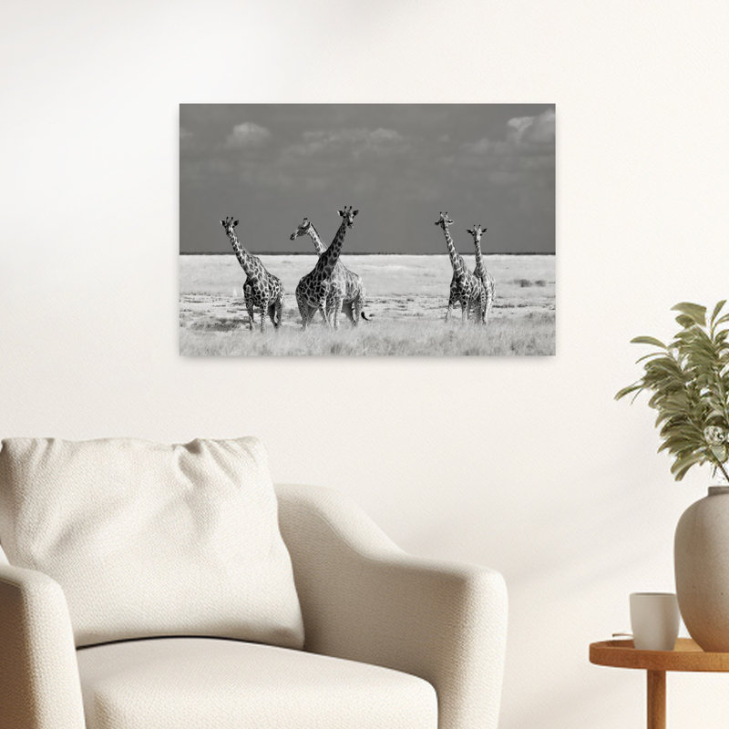 Art girafe sauvage sauvage, paysage contemporain, H 16 po x l 24 po
