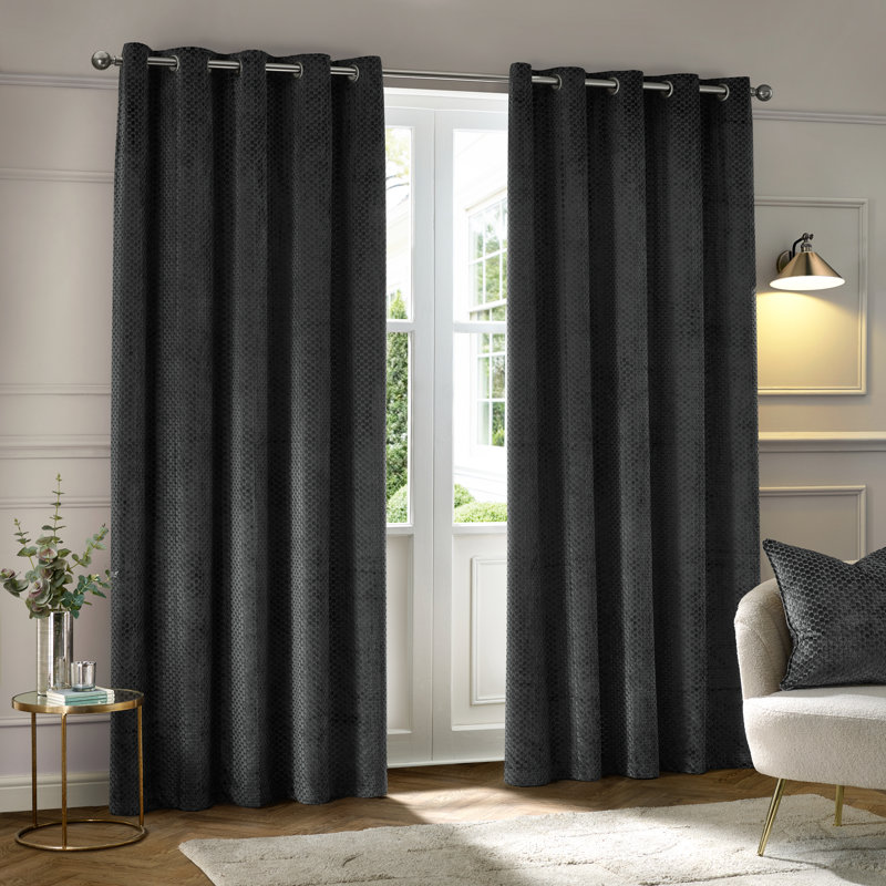 Neptune Room Darkening Curtain Pair, 229cm Width x 229cm Drop, Grey