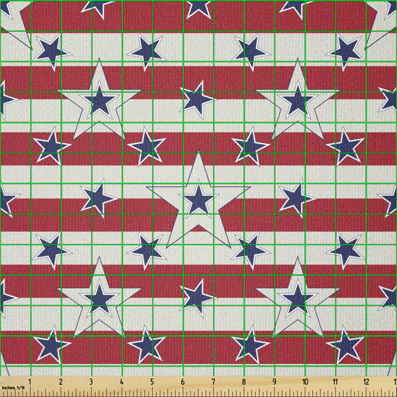 Deosha Stripes with Stars Freedom and Liberty of the USA National Holiday Multi-Purpose Fabric