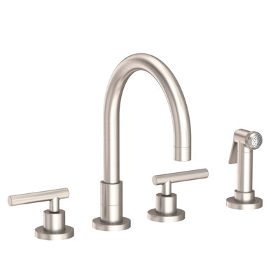 East Linear Double Handle Kitchen Faucet with Side Spray