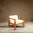 Acacia Wood and Crushed Velvet Arm Chair